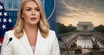 Trump Press Secretary Karoline Leavitt Returns and Defends Reflecting Pool Restoration